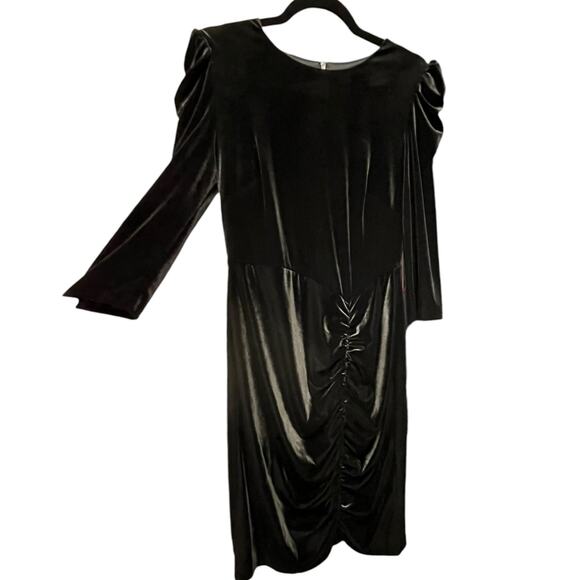 Vince Camuto Ruched Velvet Shirred Sheath Bodycon Dress | 10, Black NEW $148 - Picture 2 of 10
